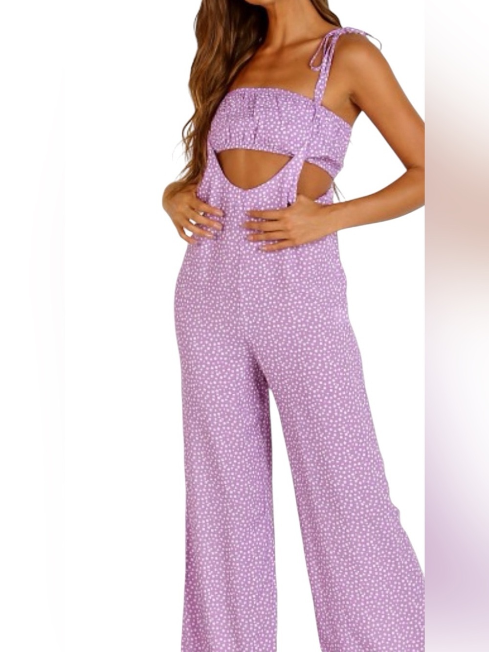 Women’s Purple White Jumpsuit Daisy Lightweight Summer s/m *top not included